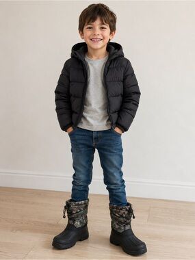 New Kids Camo Winter Snow Boots Waterproof Insulated Pull on Outdoor Boots Boys